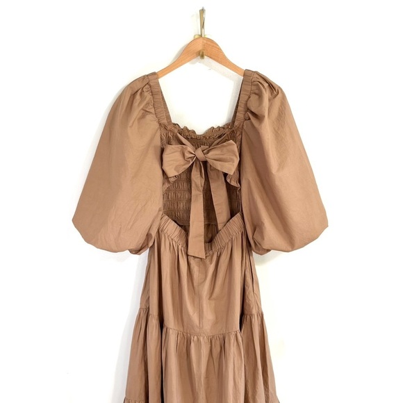 NWT SEA New York Midi Smocked Puff-Sleeve Claudine Dress - Picture 5 of 7